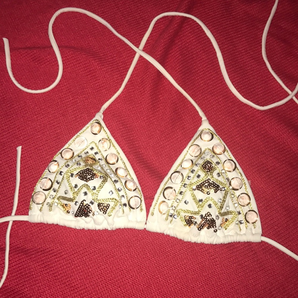 Victoria's Secret White Sequin Bikini Top Small